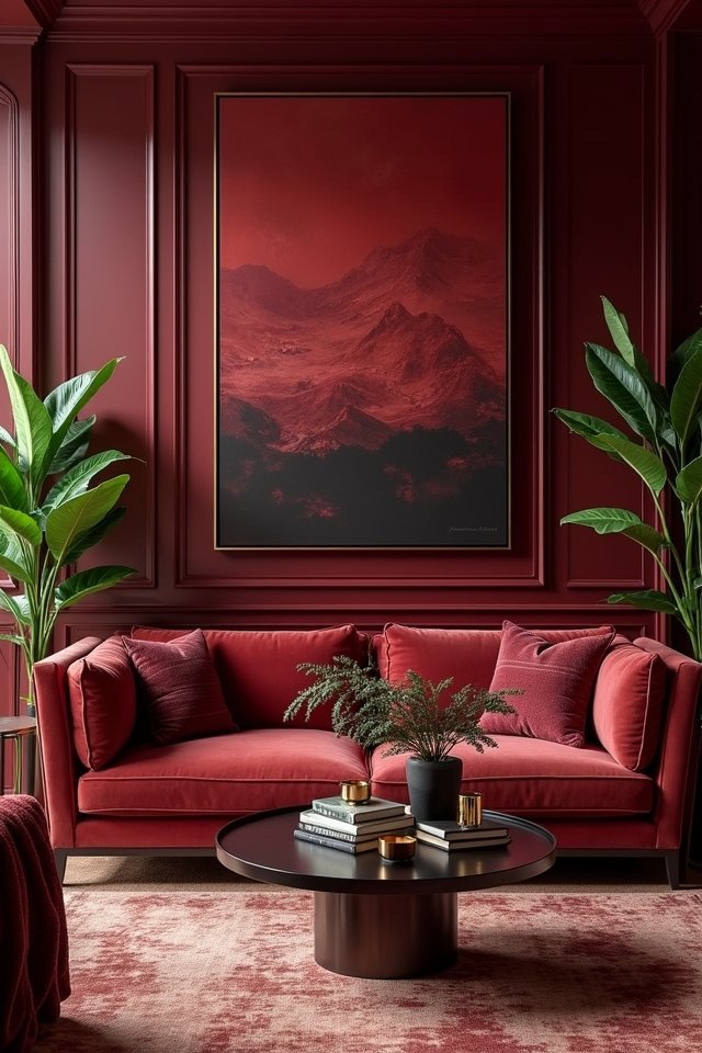 burgundy art enhances decor