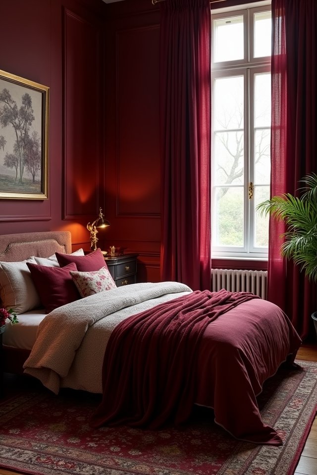 burgundy curtains create elegance