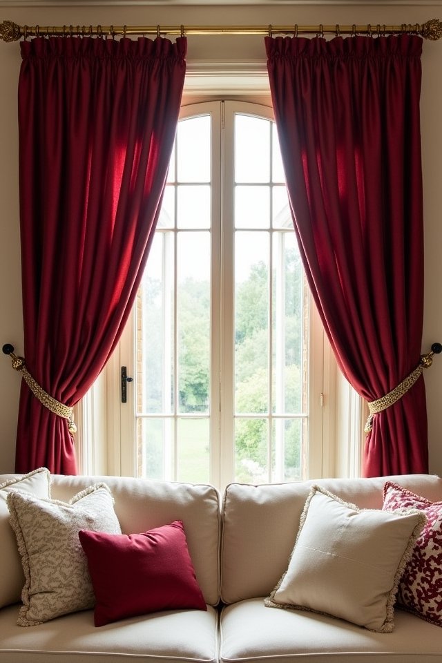 burgundy curtains enhance elegance