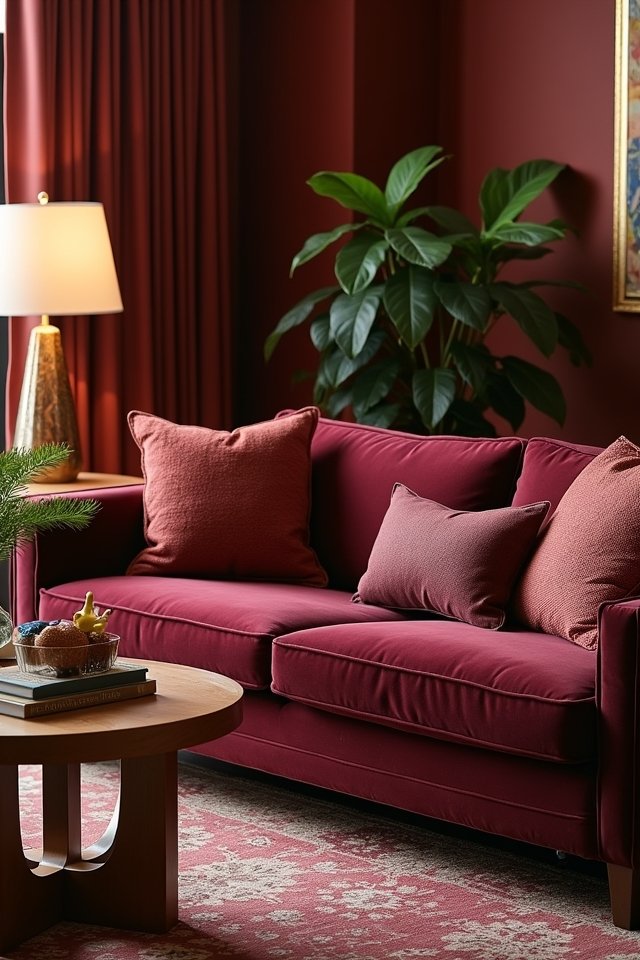 burgundy furnishings for warmth