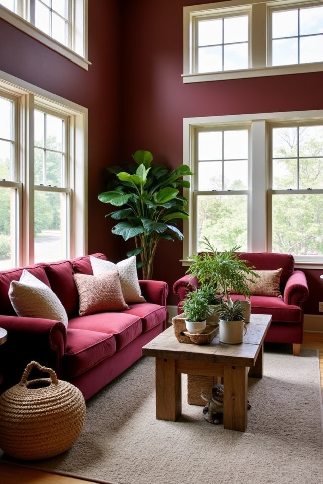 burgundy wood plants comfort