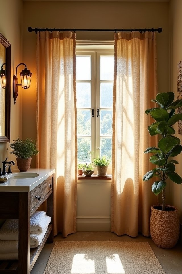 burlap curtains for coziness