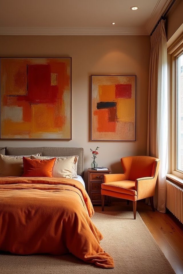 burnt orange artwork energizes spaces