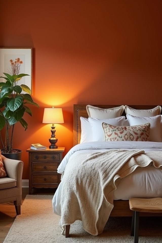burnt orange bedroom warmth