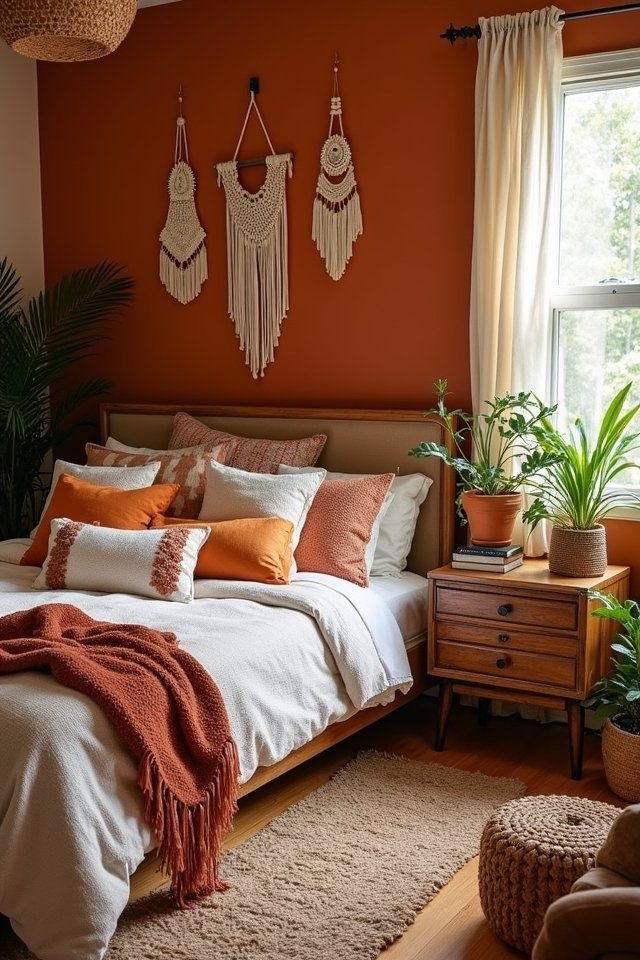 burnt orange cozy accent wall