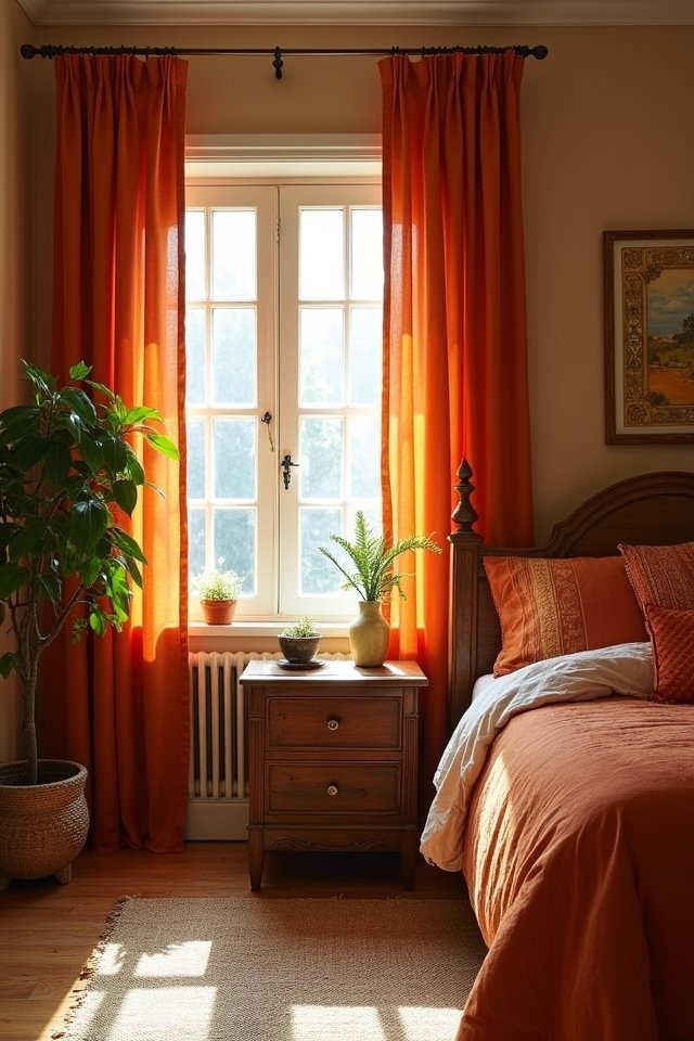 burnt orange curtain elegance