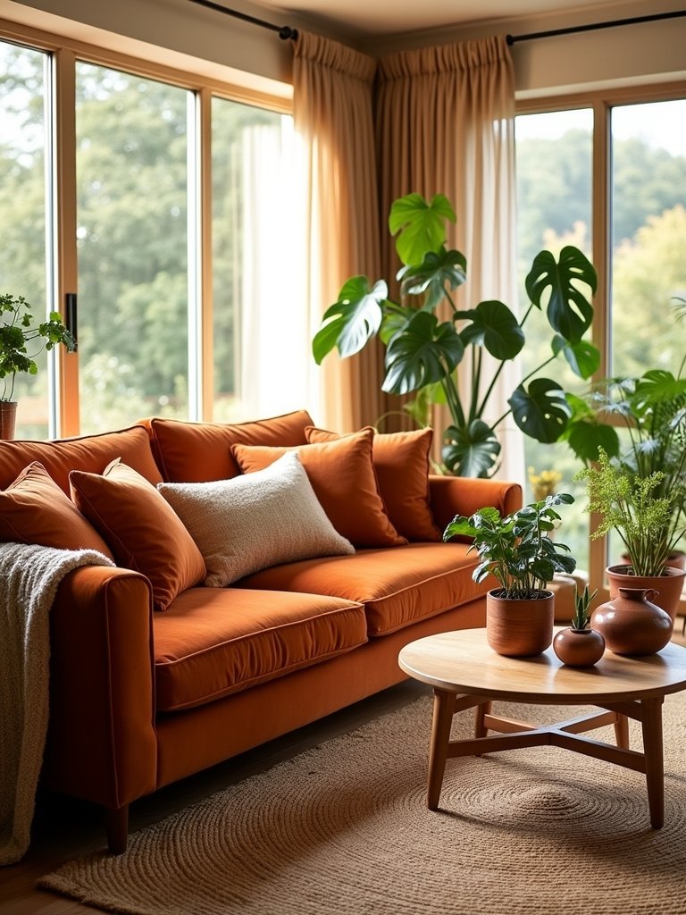 burnt orange meets greenery
