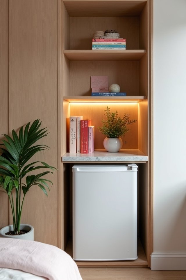 camouflaging mini fridge creatively