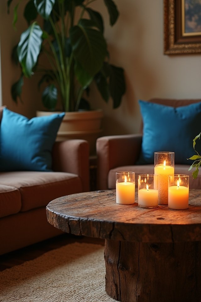 candlelit cozy living room