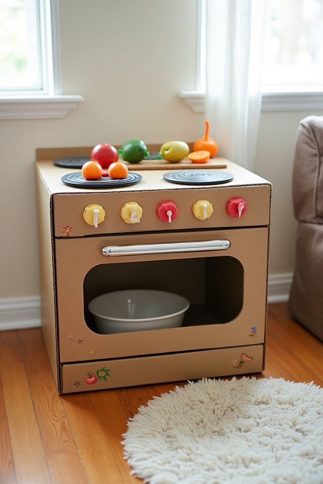 cardboard kitchen role play fun