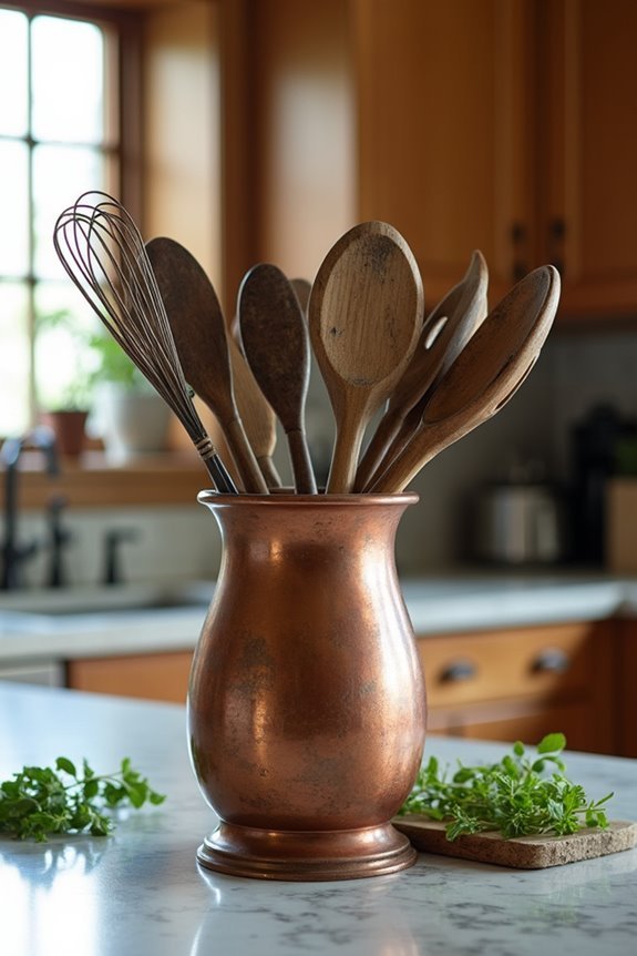 charming copper utensil holders