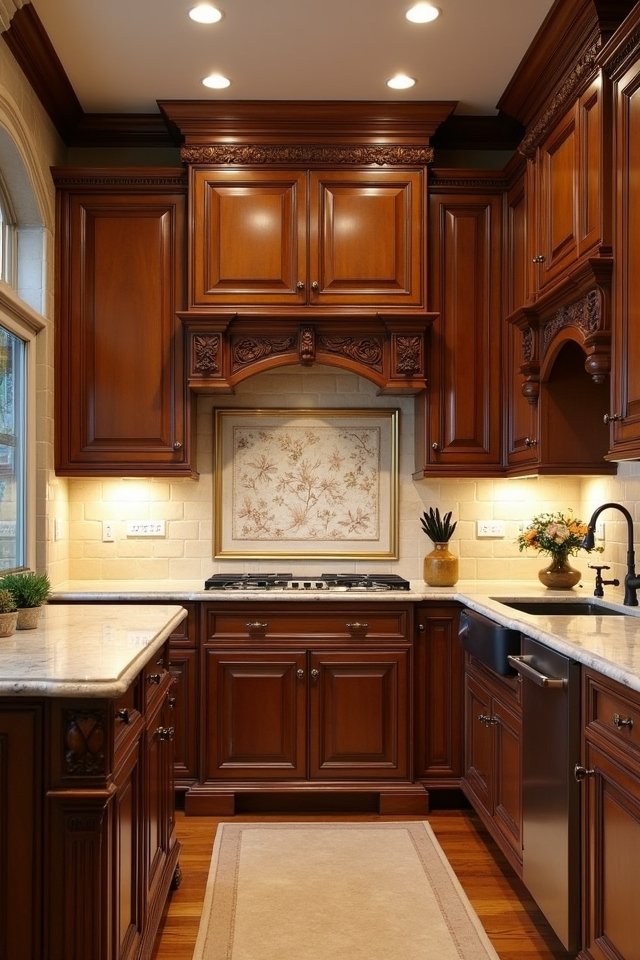 charming dark birch cabinets