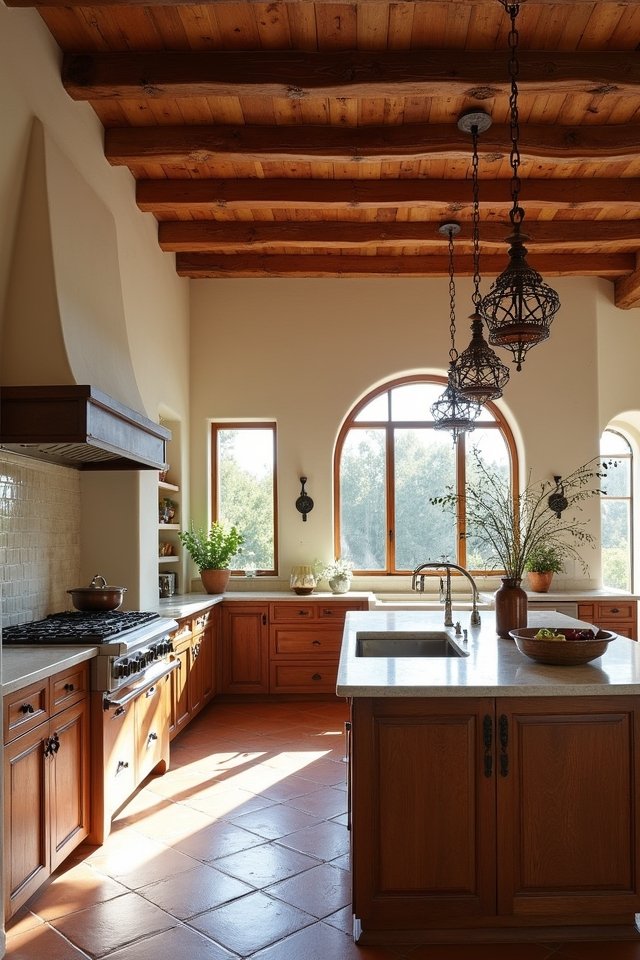 charming exposed beam kitchen