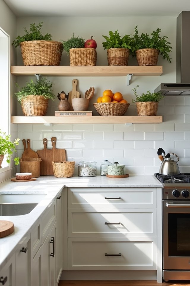 charming organized kitchen baskets