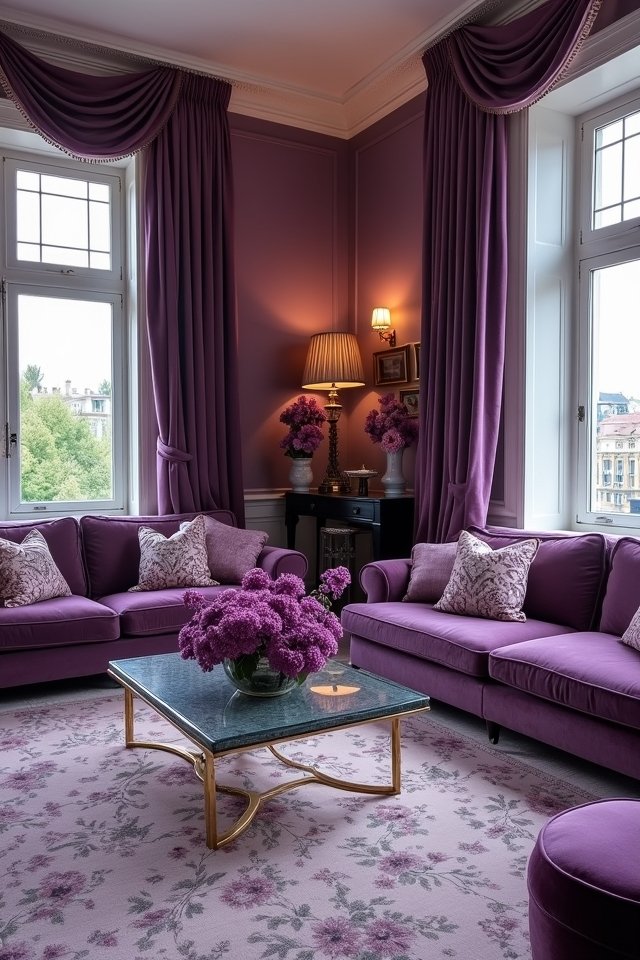 charming purple floral decor