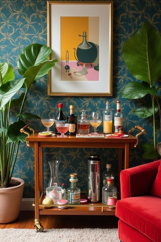 charming retro bar cart
