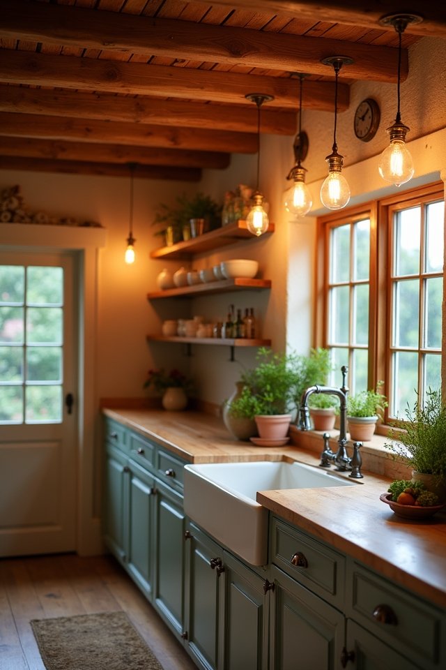 charming rustic kitchen lighting