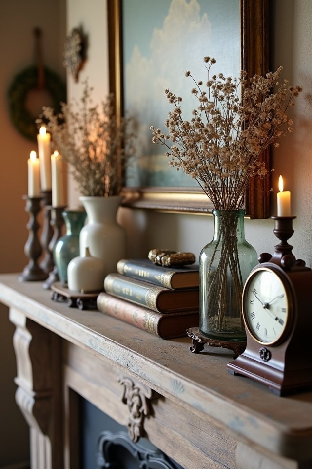 charming vintage mantel display