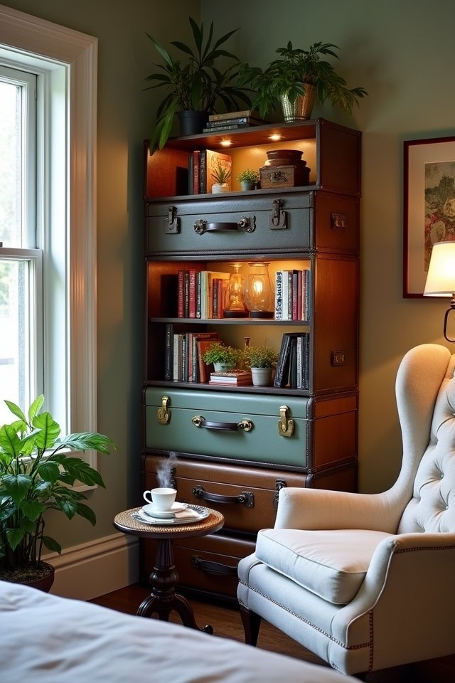 charming vintage suitcase storage