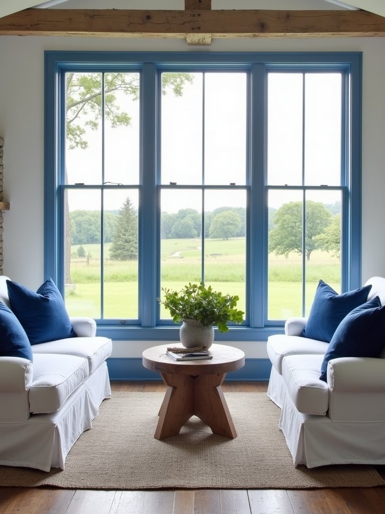 cheerful blue architectural accents