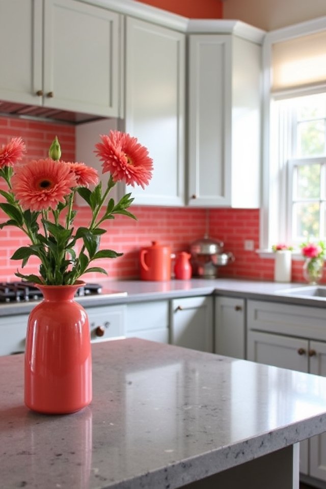 cheerful coral kitchen oasis