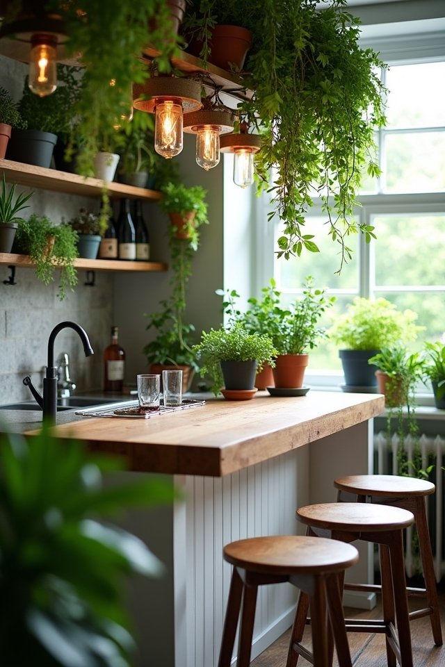 chic bar with greenery