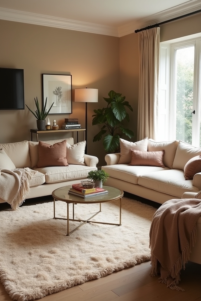 chic beige rugs create comfort