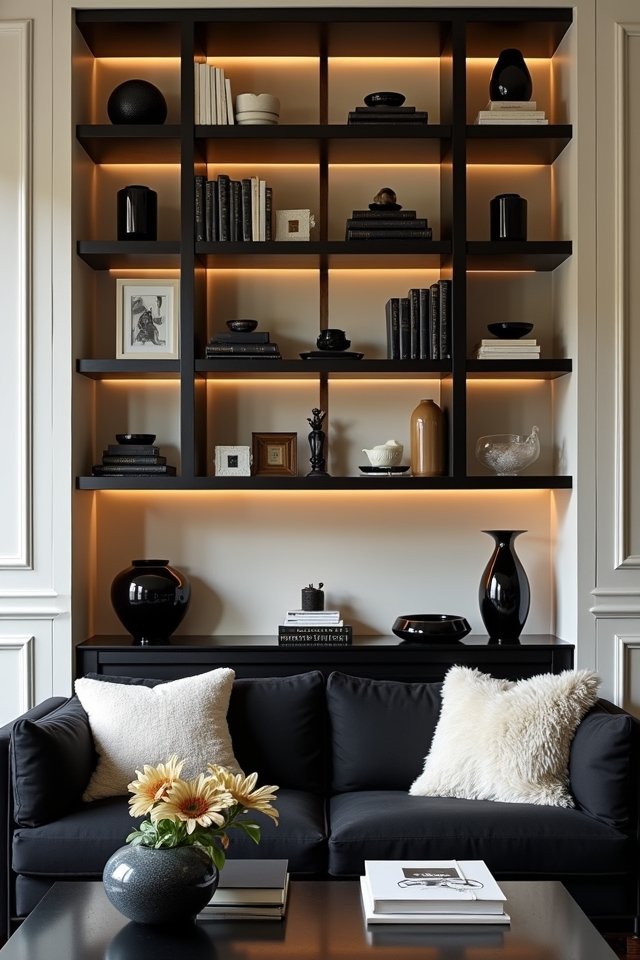 chic black and cream shelving