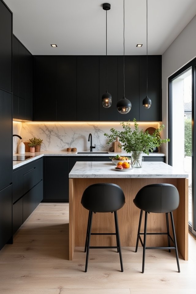 chic black and warm wood