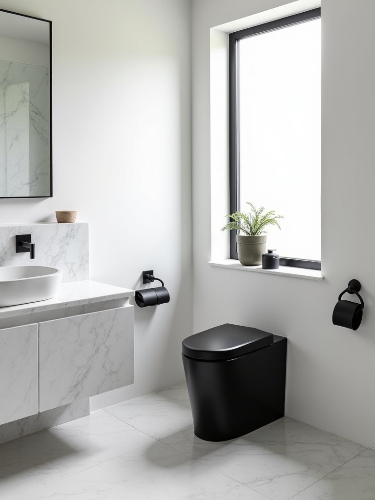 chic black and white bathroom design