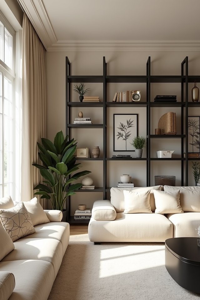 chic black shelving units
