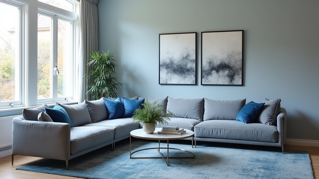 chic blue and grey decor