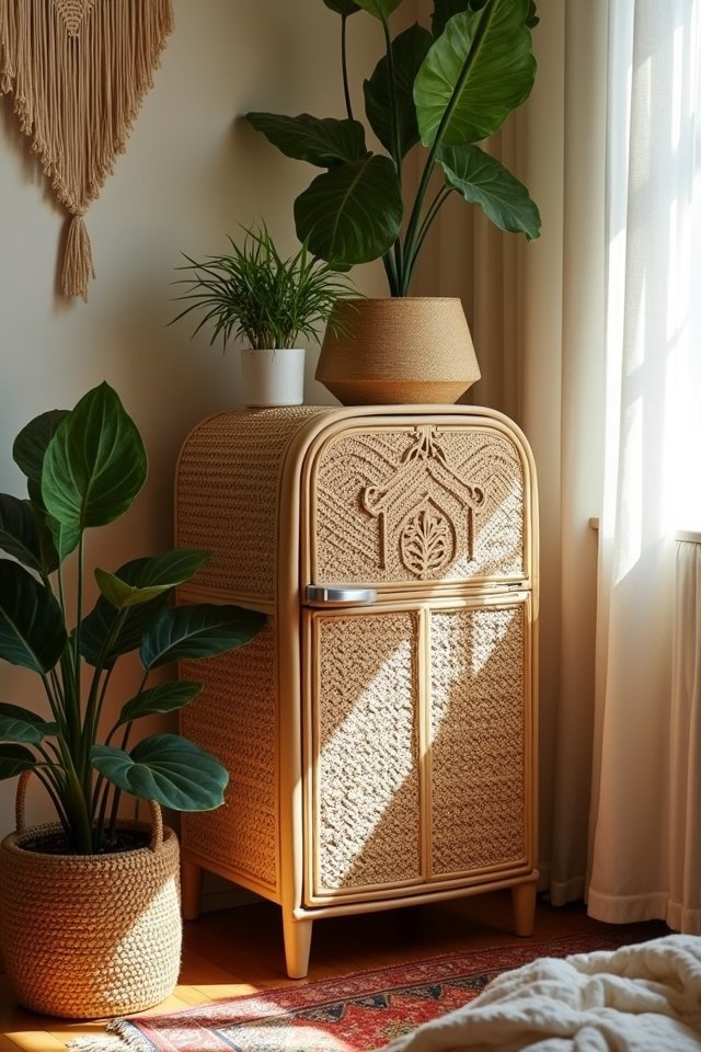 chic bohemian mini fridge