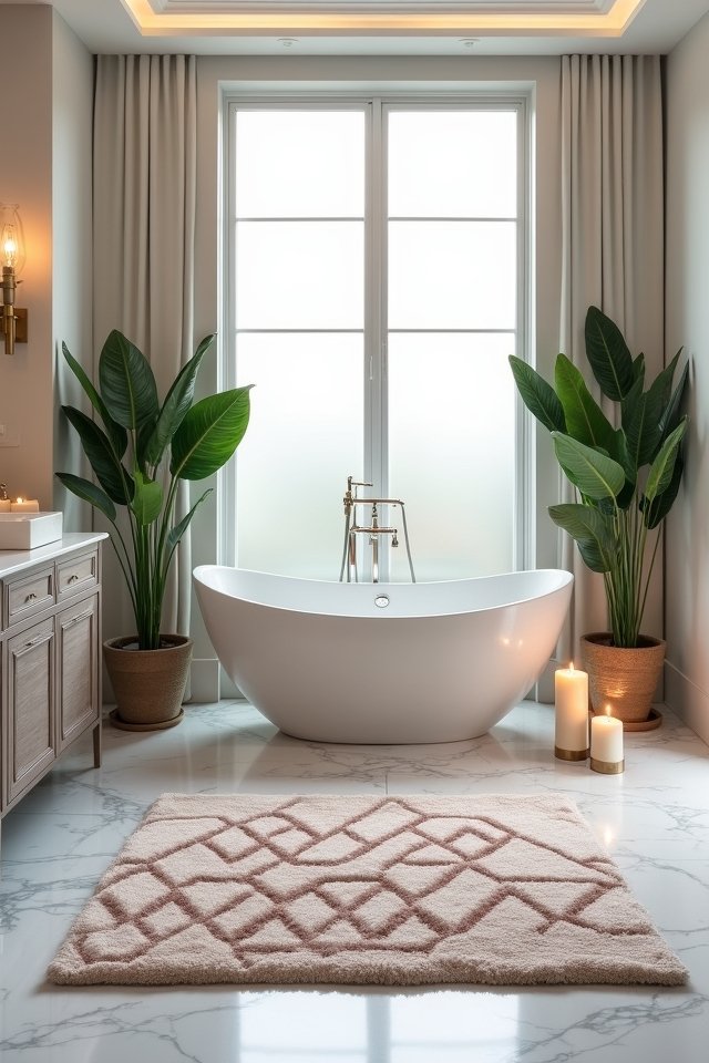 chic geometric bathroom rugs