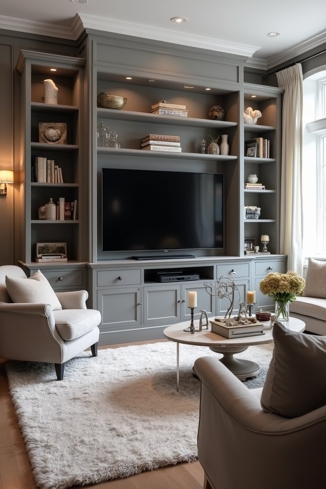 chic gray multi use entertainment center