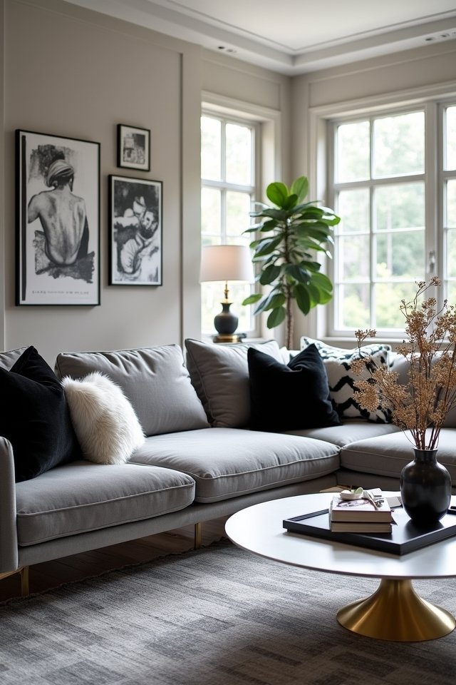 chic gray sectional comfort