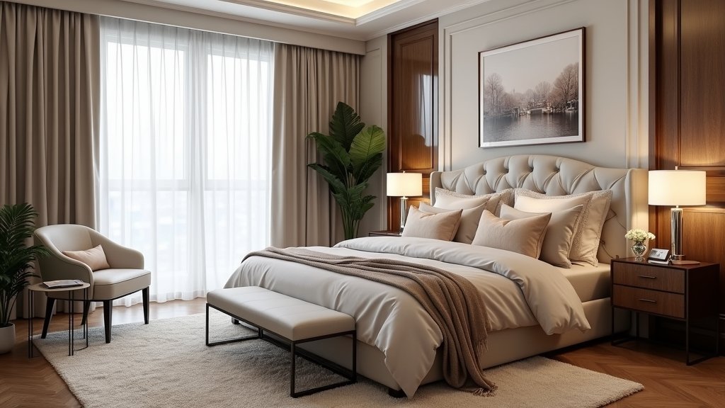 chic hotel inspired bedroom decor