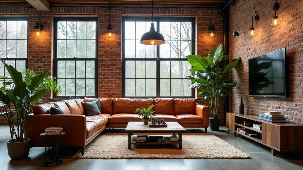 chic industrial style living room
