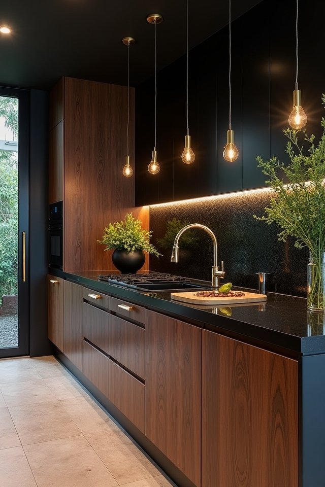 chic kitchen mixed materials