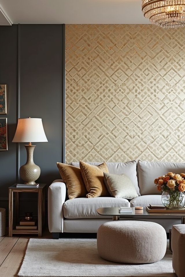 chic metallic wallpaper accents