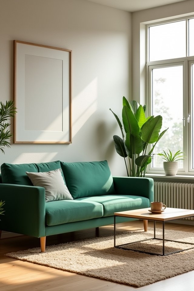 chic minimalist green sofa
