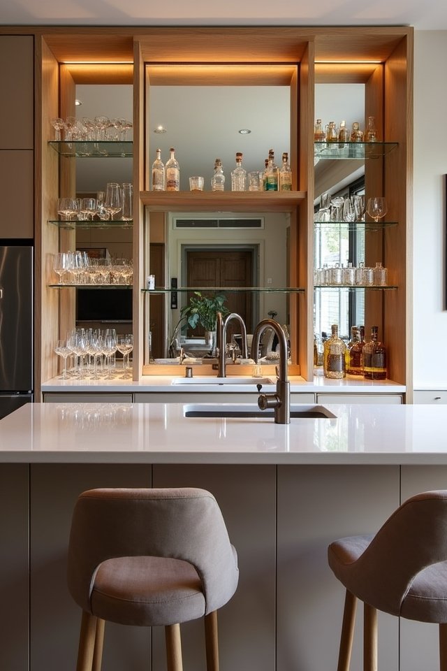 chic mirrored back bar