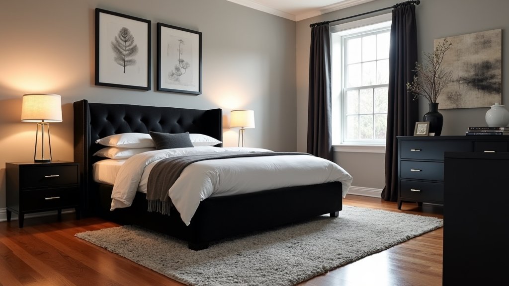 chic modern black bedroom