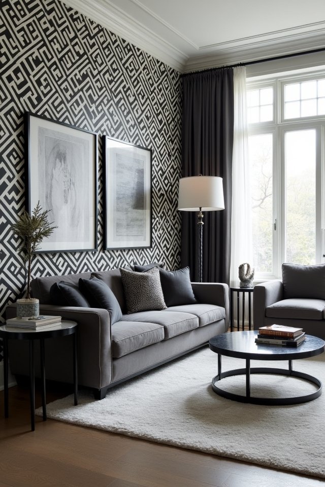 chic monochrome living room