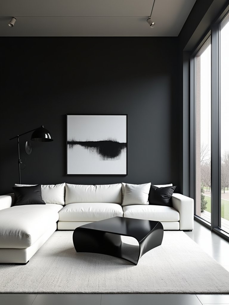 chic monochrome living room