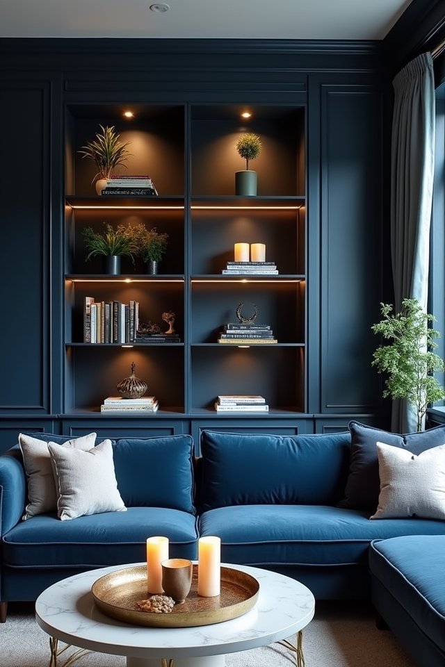 chic navy blue shelving ideas