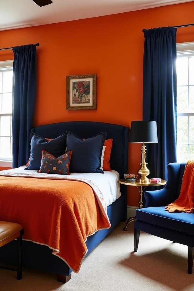 chic orange and navy contrast