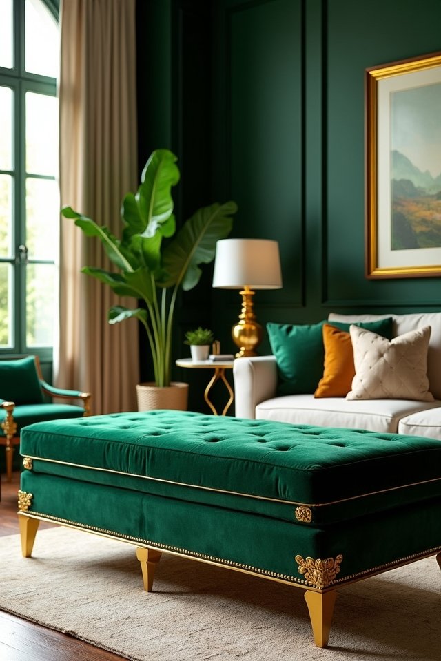 chic plush green ottoman