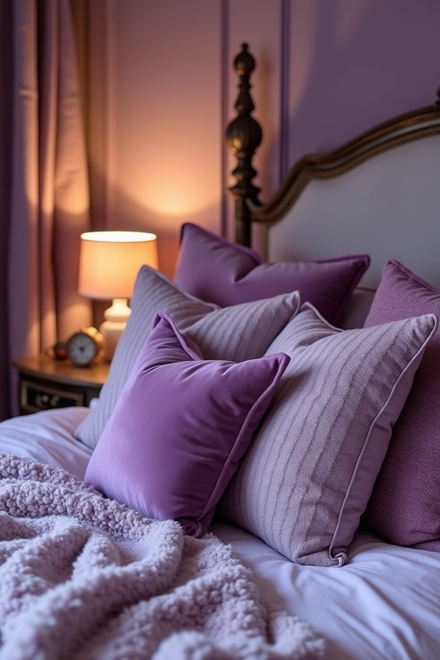 chic purple pillow styling