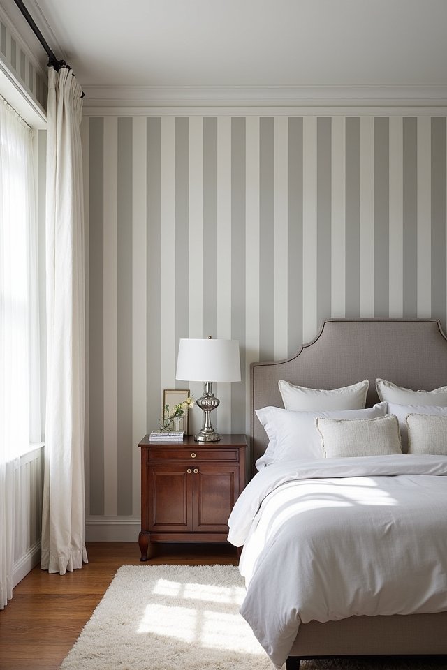 chic striped bedroom decor
